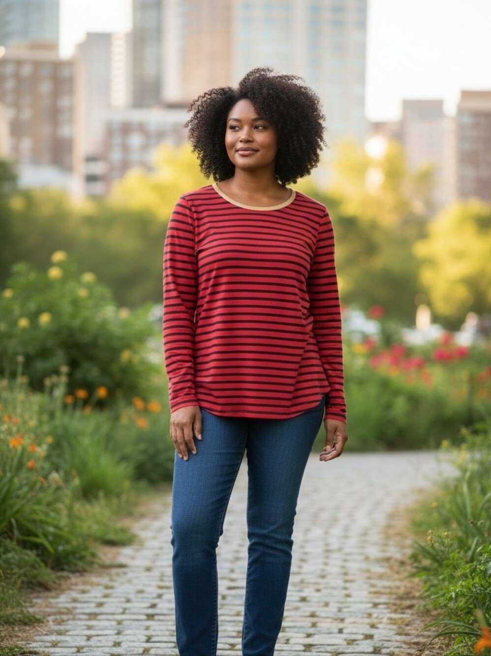 Charter Club Striped Long Sleeve Top New Red Black Striped L